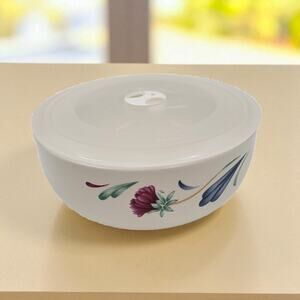 Lenox Poppies On Blue Food Container 6” Sealing Refrigerator Bowl Store & Serve